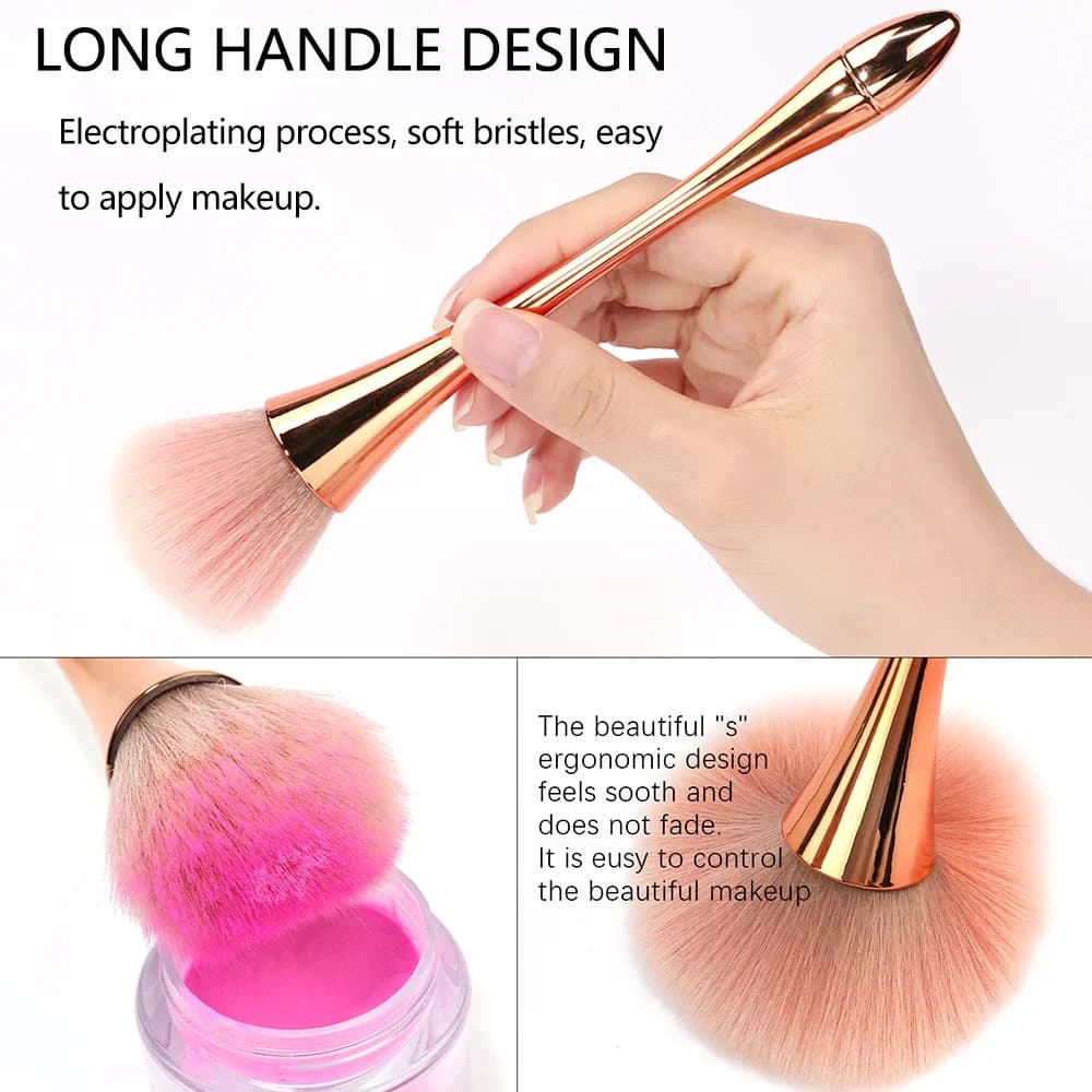 3Styles Gold Powder Brush Professional Nail Art Make Up Brush Large Cosmetic Face Cont Cosmetic Face Cont Brocha Colorete Tools