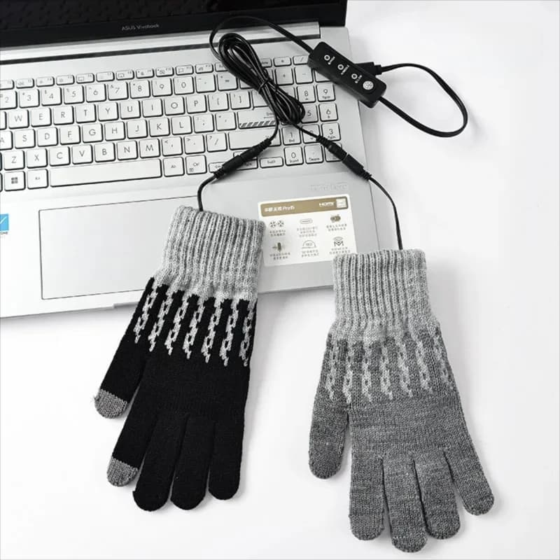Guanti in maglia riscaldati USB con dita intere Guanti invernali da ciclismo per moto Touch Screen Guanti antivento Guanti termici antiscivolo