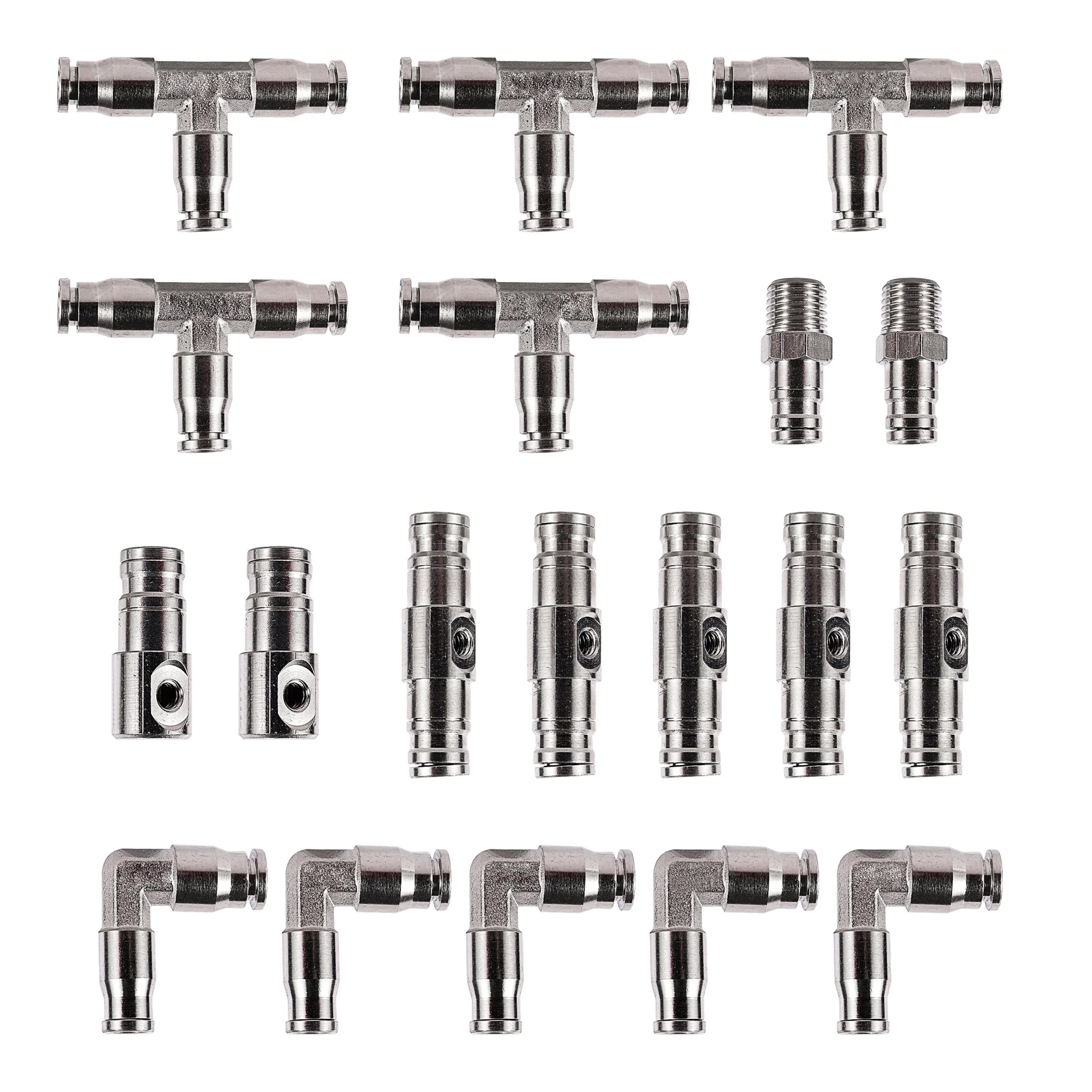 3 pz 1/4 "Slide Lock connettore rapido ad alta pressione OD 6.35mm tubo a t gomito raccordo dritto nebulizzazione connettore ugello di irrigazione