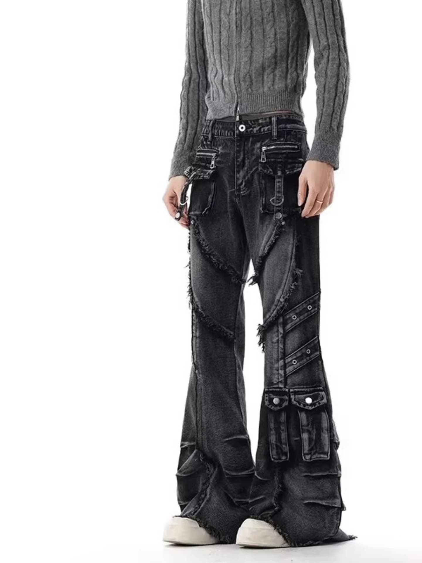 Jeans Americani a Gamba Larga con Strappi, Stile Street, per Uomo e Donna, Slim Fit, Vita Alta, Casual