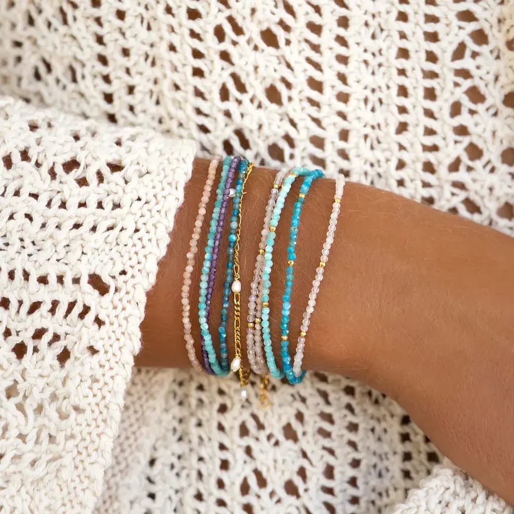 CCGOOD Natural Stone Beaded Bracelets Stacking Tiny Dainty Minimalist Bracelet for Women Summer Beach Boho Jewelry Pulseras