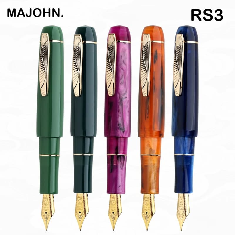 MAJOHN RS3 Short Mini Fountain Pen Travel Account Pocket High End Resin Calligraphy Pen School Office Supplies Stationery