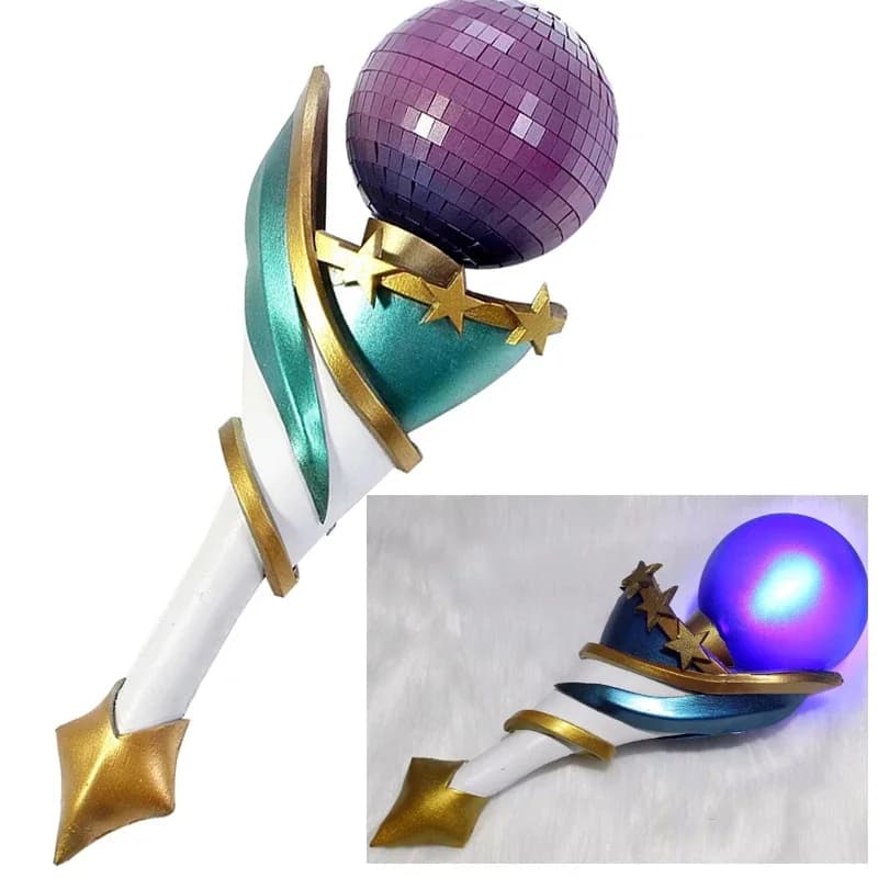 32CM Gioco LOL Seraphine KDA Ocean Song Microfono Puntelli Cosplay per Halloween Anime Party Eventi Costumi Accessori Con lampada
