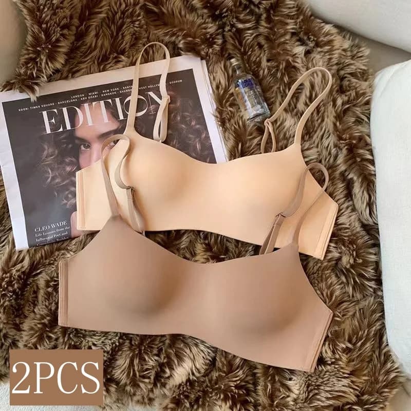 Set di 2 Reggiseni Senza Ferretto per Donna, Senza Cuciture, Scollo a U, Coppa Fissa, per Seno Piccolo, Lingerie Sexy, Comfort Quotidiano, Bralette Intima