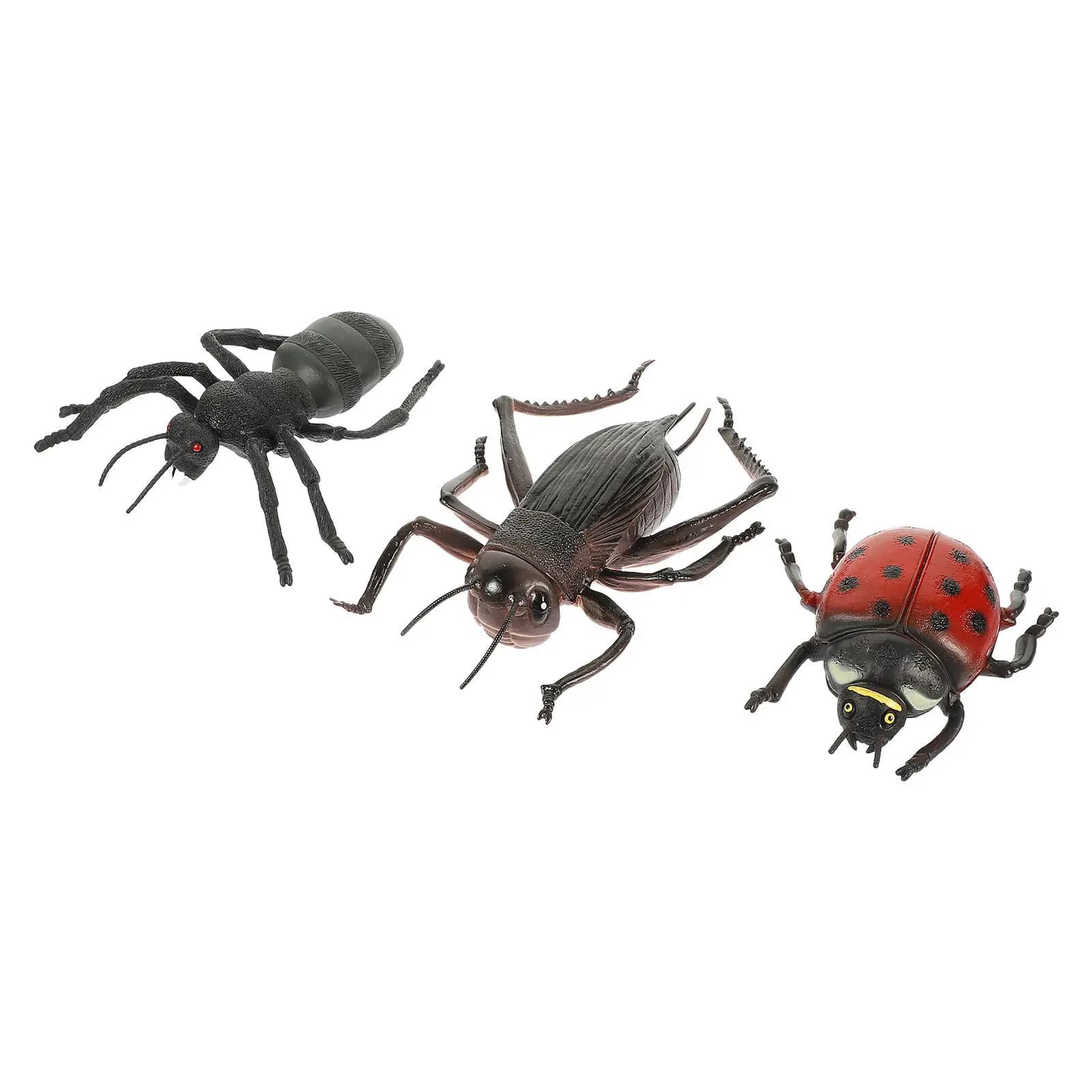 Set di 3 Ornamenti Animali Simulati, Forme Creative di Coccinella, Formica e Scarabeo, Giocattolo Educativo Cognitivo Realistico, Decorazione da Scrivania
