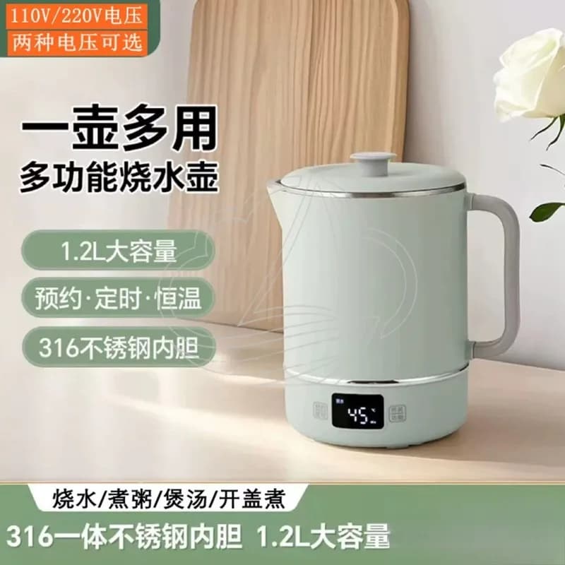 Bollitore Elettrico Multifunzionale in Acciaio Inossidabile, Scaldabagno da Viaggio per Uso Domestico, Pentola per Infusi Salutari