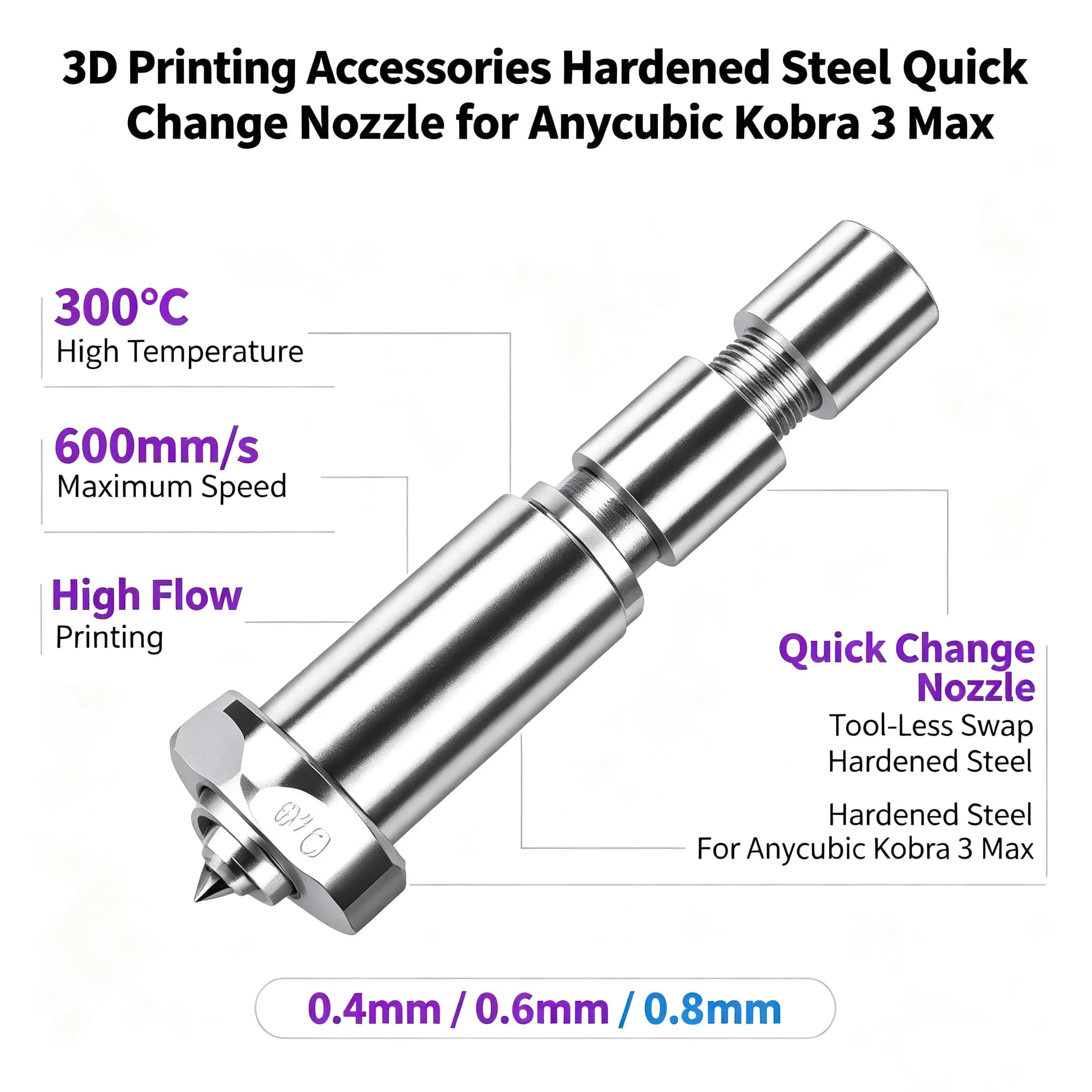 Bimetallic Hotend Nozzles For Anycubic Kobra 3 Max Combo Quick Swap Nozzle Hardened Steel 0.4mm 3D Printer Parts 3D Printer Part