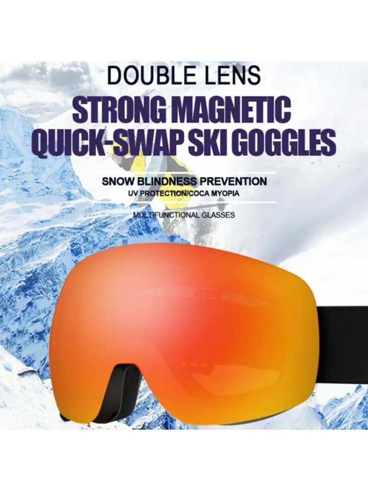 Q39E Double Layer Anti Fog Ski Goggle with Lens Comfortable Ergonomic