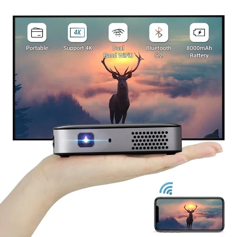 Hotack D061Q Full HD 1080P Dlp Pocket Projecteur Smart Android Proiettore per telefono wireless Mini proiettore da viaggio portatile 4k