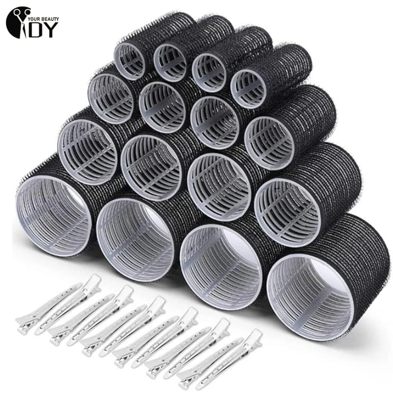 24pcs self-locking curlers without heat without heat fringe for hair Volume self-adhesive hook and ring tools for Styling DIY