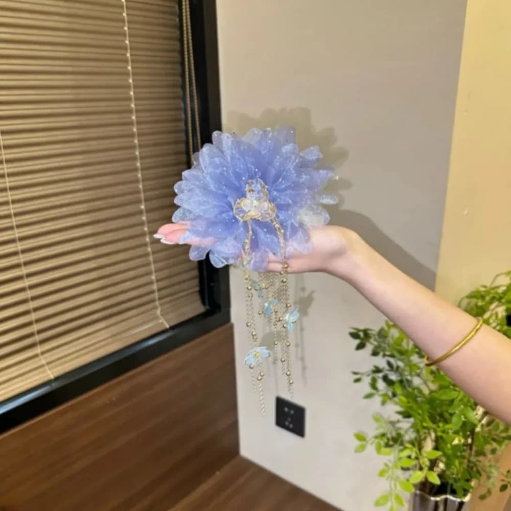 Temperament Peony Flower Grasping Clip Tassel Sequin Flower Hairgrips Plastic Hair Clip Hair Accessories