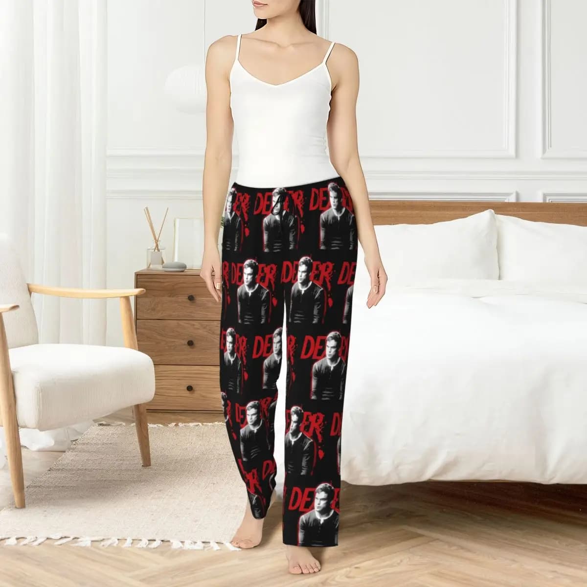 Dexter Morgan pyjamas trousers with custom print Night pants for women's film sleep with pockets
