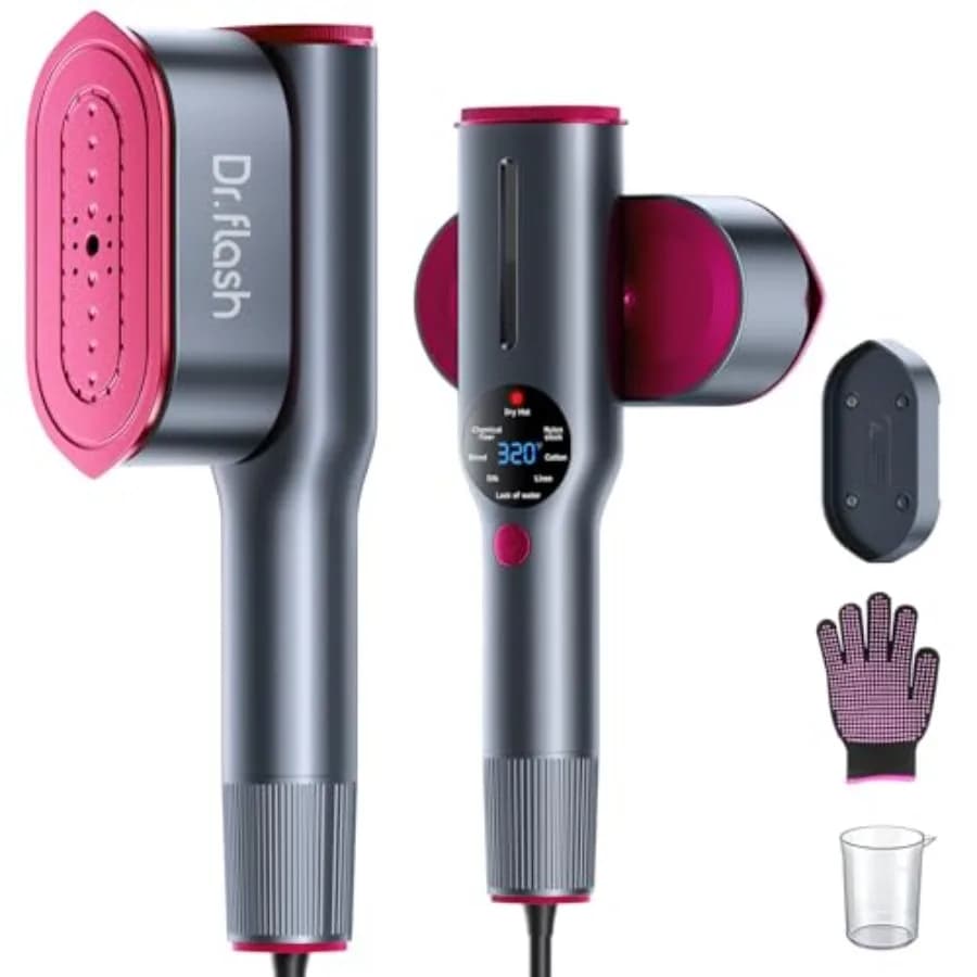 Vaporizzatore e Ferro da Stiro 2-in-1 per Vestiti, Riscaldamento Rapido in 15s, 1200W, Vaporizzatore Portatile per Indumenti, Formato da Viaggio con Ampia Piastra in Ceramica