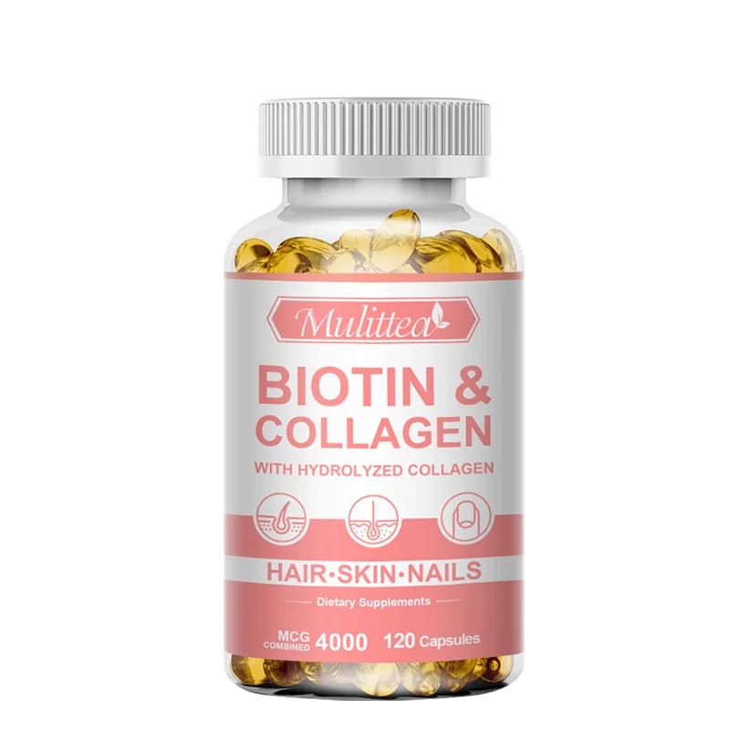 Mulittea Biotin and collagen capsules for healthy nails Hair growth Strong hair Dry hair Smooth skin Hydrating antioxidant