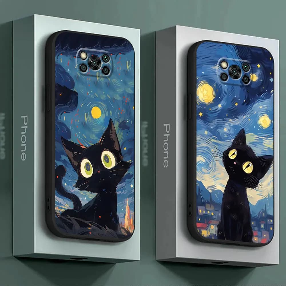 Van Gogh Art Cute Kitty Cover custodia in Silicone per Xiaomi Poco F5 M4 Pro 5G M3 X4 GT F1 M5 C50 C51 C40 X3 NFC X4 Pro 5G Capa