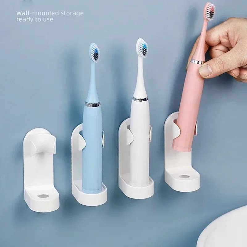 Wall-Mounted Electric Toothbrush Holder, Plastic Tooth Hook, Razor Holder, Storage Space Shelf, Bathroom Home Accessories