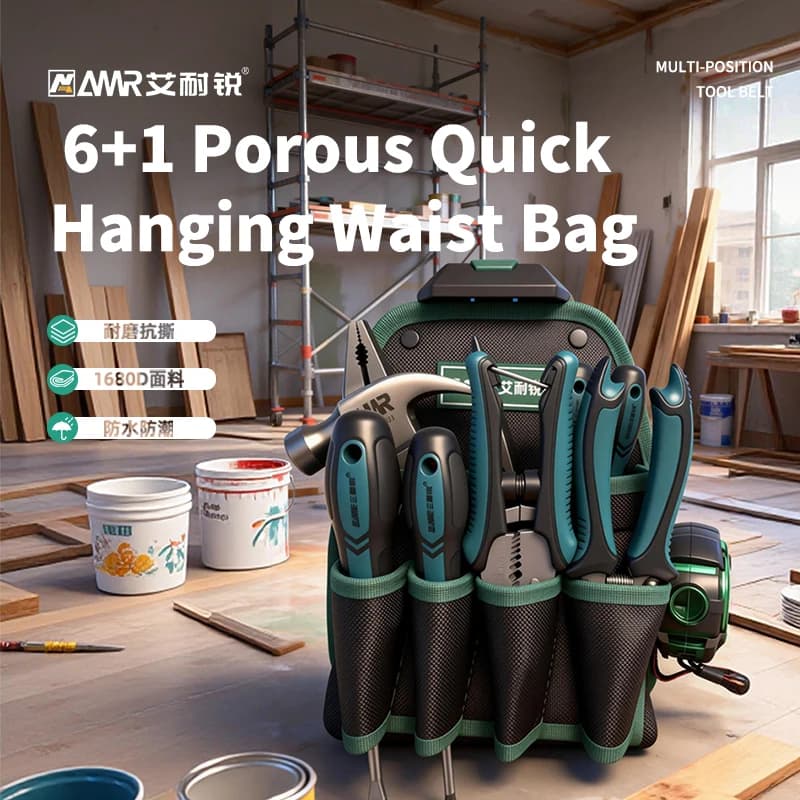 Borsa Porta Attrezzi Impermeabile AMR, Robusta Tasca Multiuso con Cintura Regolabile per Elettricisti, Organizzatore da Lavoro