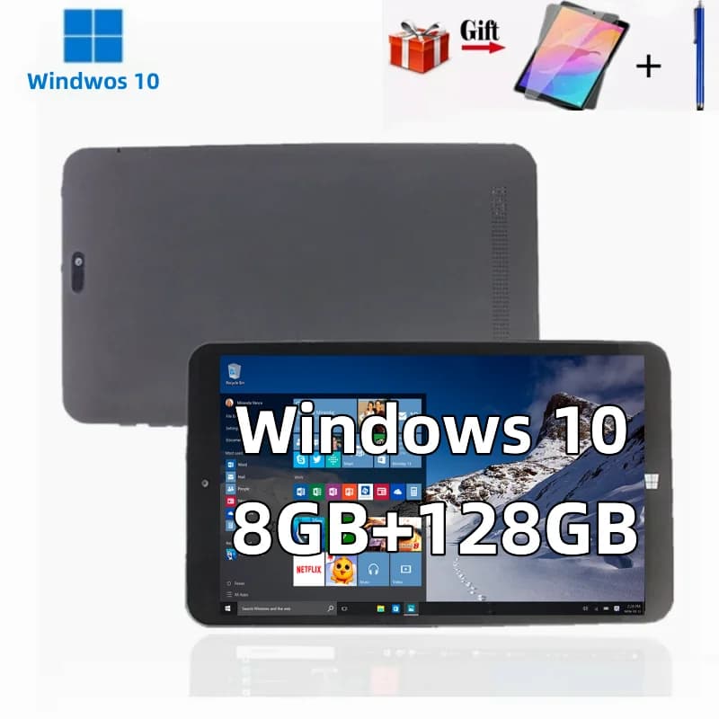 Tablet Windows 10 from 8 GB RAM 128 GB ROM 8 POLLICI 64 bit Intel x5-Z8300 Quad Core WiFi Bluetooth ultra-thin with tempered film Free gift