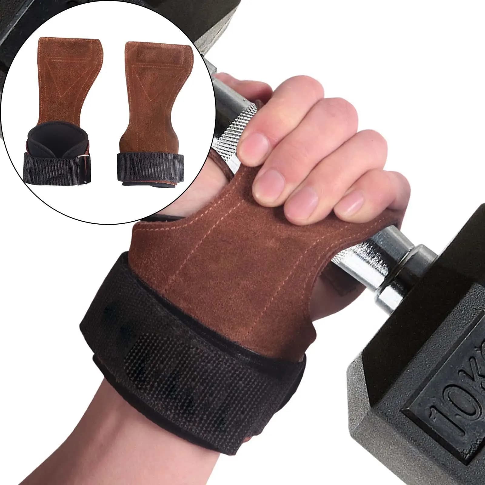 Guanti da Bodybuilding con Cinturini in Pelle per il Polso, Supporto Imbottito per le Mani, per Esercizi, Sollevamento Pesi e Allenamento in Palestra