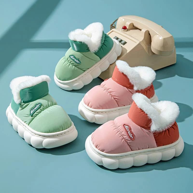 Winter Children Cotton Slippers Parent-child Cotton Warmth Shoes Big Kid Fleece Thickened Nonslip Waterproof Mother Kids Slipper