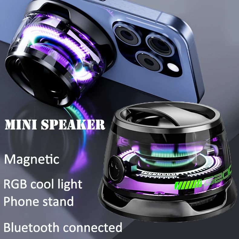 Mini altoparlante Bluetooth Supporto per telefono portatile Illuminazione RGB Altoparlante magnetico BT5.3 Mini cassa armonica Riproduzione in 7 ore Facile da trasportare