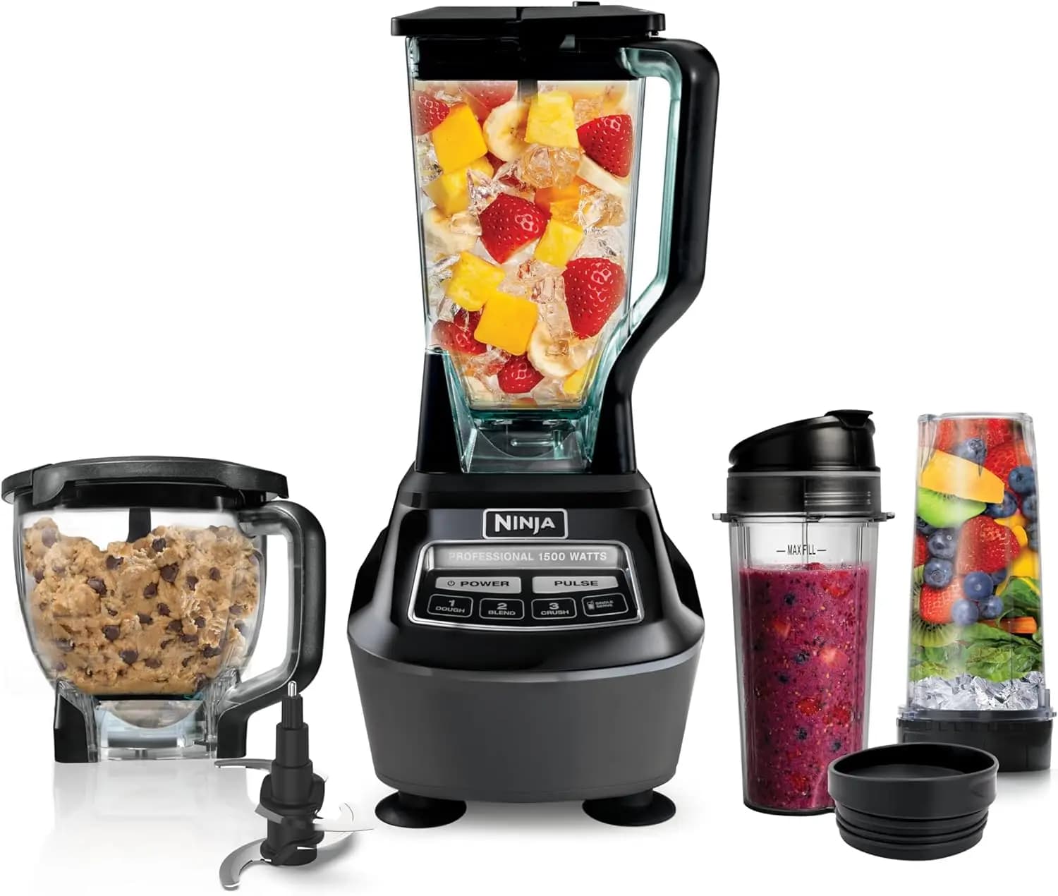 Robot da Cucina e Frullatore Tutto-in-Uno per Smoothie, Salse, Impasti | Potenza 1500W | Include brocca, bicchieri da asporto e ciotola