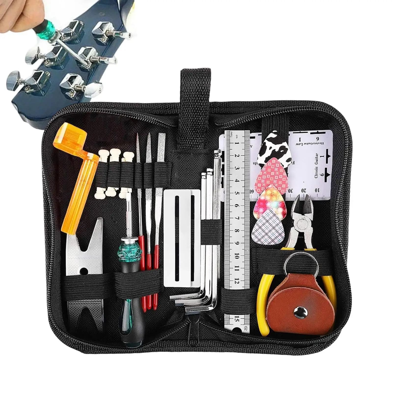 Guitar Setup Kit With Screwdriver Picks Storage Bag Wire Cutters Set Acoustic Guitar Accessories Set For Beginners Players