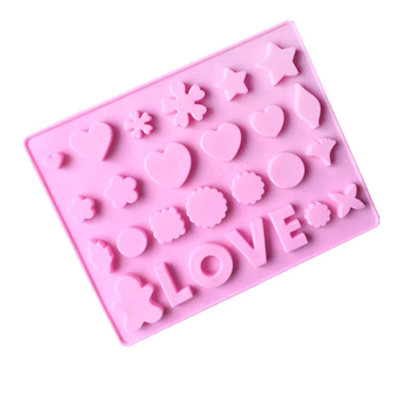 Stampo per cioccolato in silicone con fiore dell'alfabeto inglese Love, stampo per griglia di ghiaccio XG118