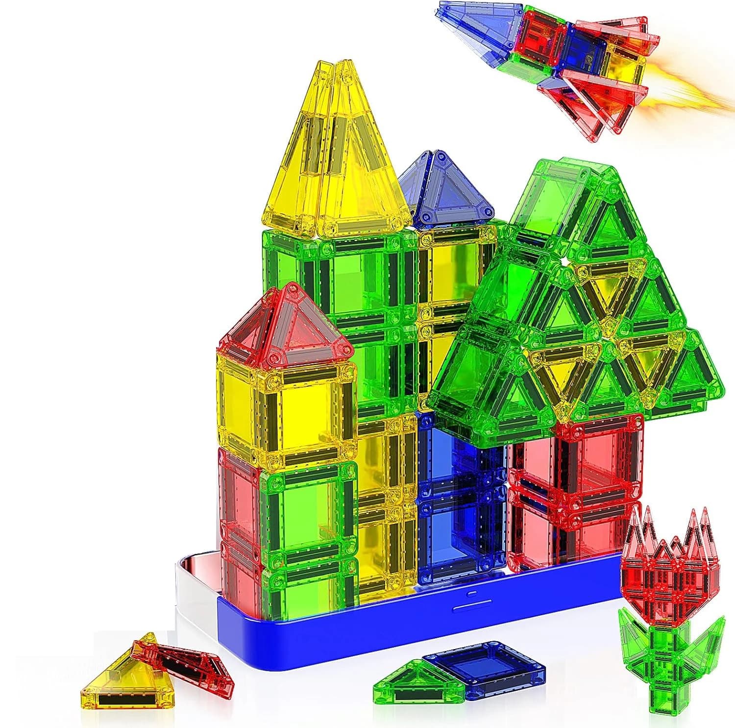Mini Piastrelle Magnetiche, 60 Pezzi con Scatola, Gioco Magnetico da Viaggio per Bambini dai 3 Anni in Su, Regalo di Natale e Compleanno