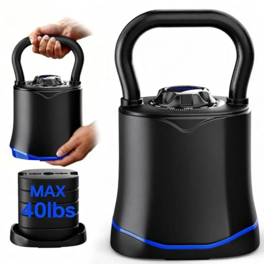 Set di Kettlebell Regolabili 6-in-1 a Cambio Rapido 6.5-40 LBS, Attrezzatura per Palestra Domestica con Base in Gomma Antigraffio e Due Maniglie