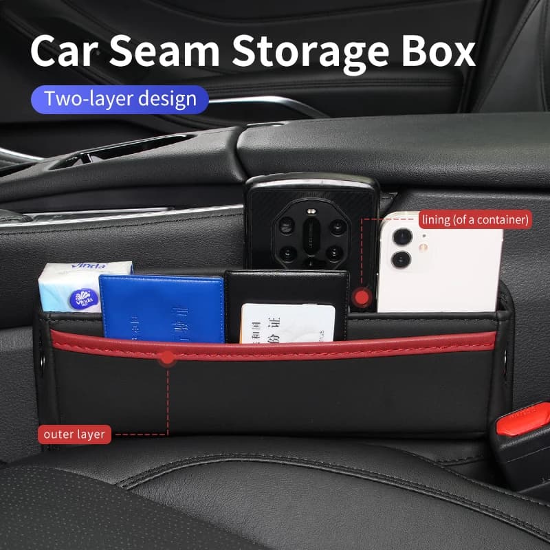 Universal Car Seat Gap Storage Box Cable Organiser Case Accessories Car Seam Storage Box