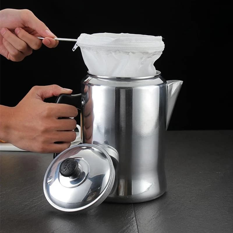 Caffettiere stile Hong Kong Lega di alluminio Teiera al latte Caffettiera fatta a mano Accessori da cucina Teiera da 3 litri