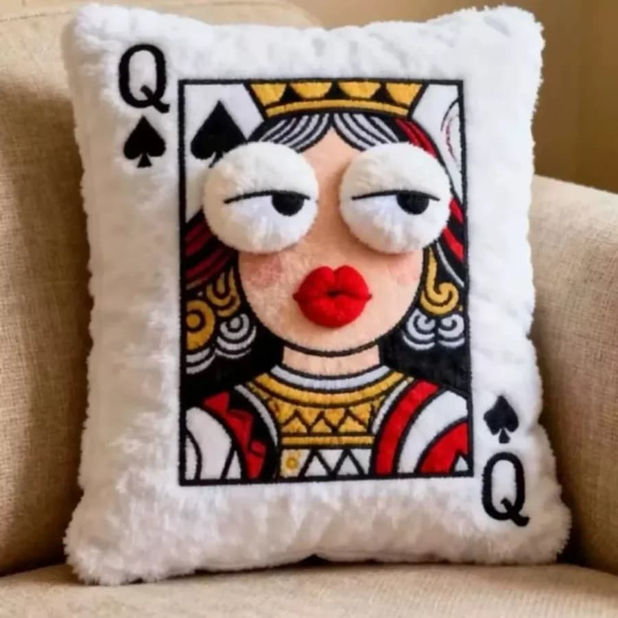 Funny Cartoon Embroidered Pillow Quirky Soft Sofa Throw Pillow Game Theme Square Big Eyes Pillow Living Room Decor