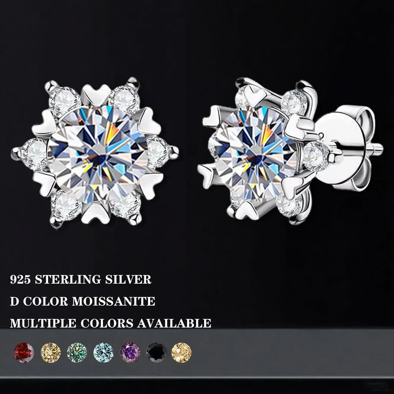 TY 925 Sterling Silver Moissanite Orecchini da donna 0.5/1CT Orecchini con fiocco di neve VVS1 Regalo di gioielleria raffinata con certificato