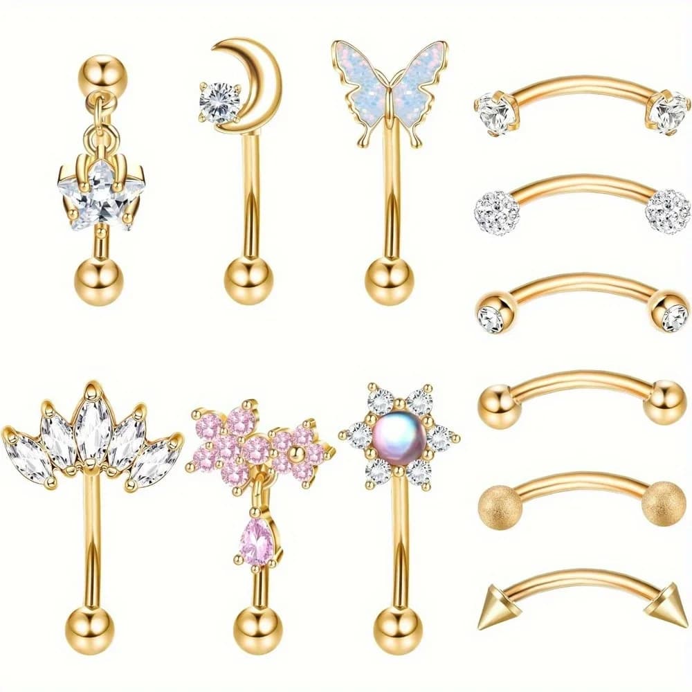 Florideco 1PC Stainless Steel Rook Piercing Jewelry Rook Earrings for Women Men Eyebrow Rings Curved Barbell Lip Ring Cartilage