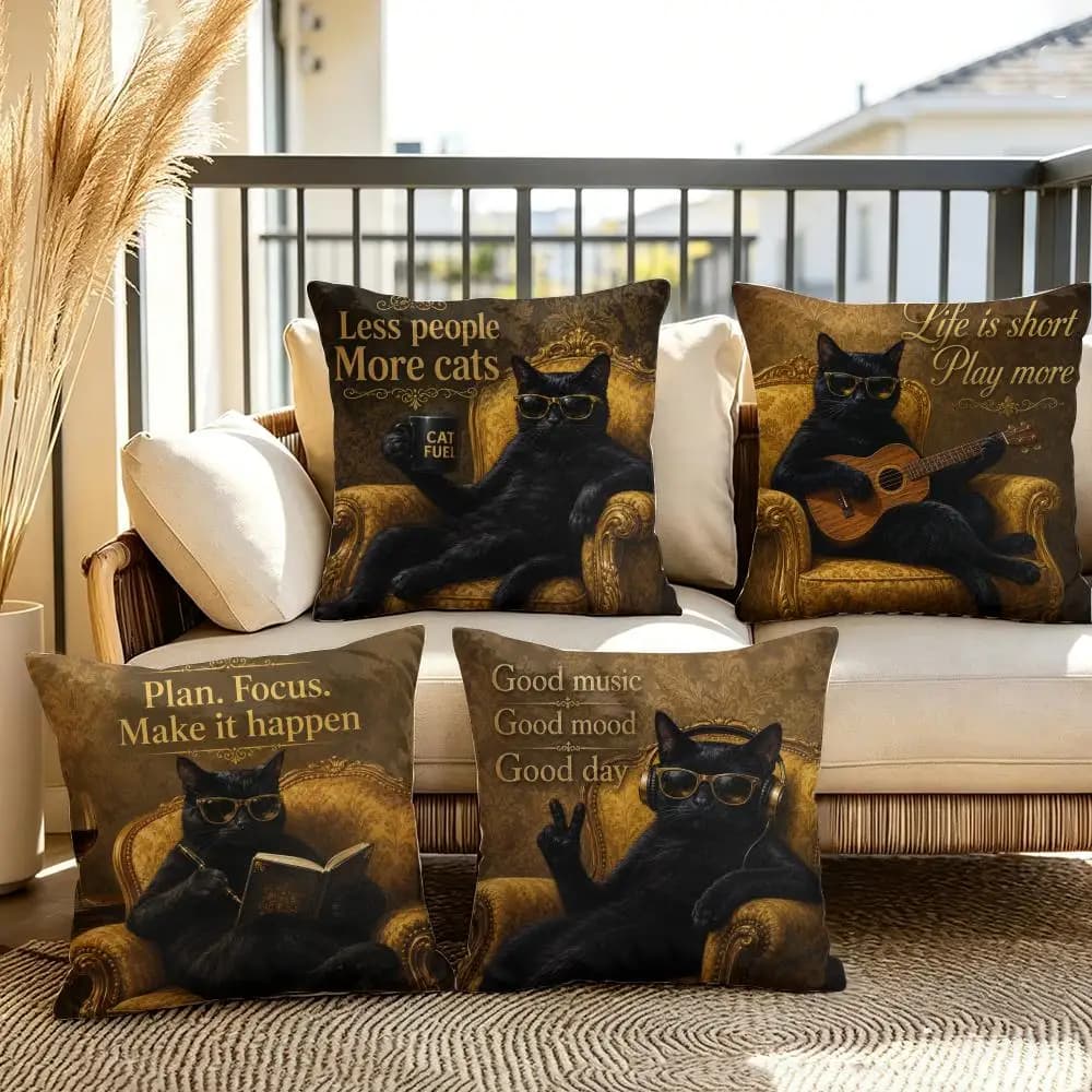 Elegant cat Cushion Cover Soft Plush Throw Pillow Cover Double-Sided Decorative Cushion Case Sofa Bedroom Home Decor