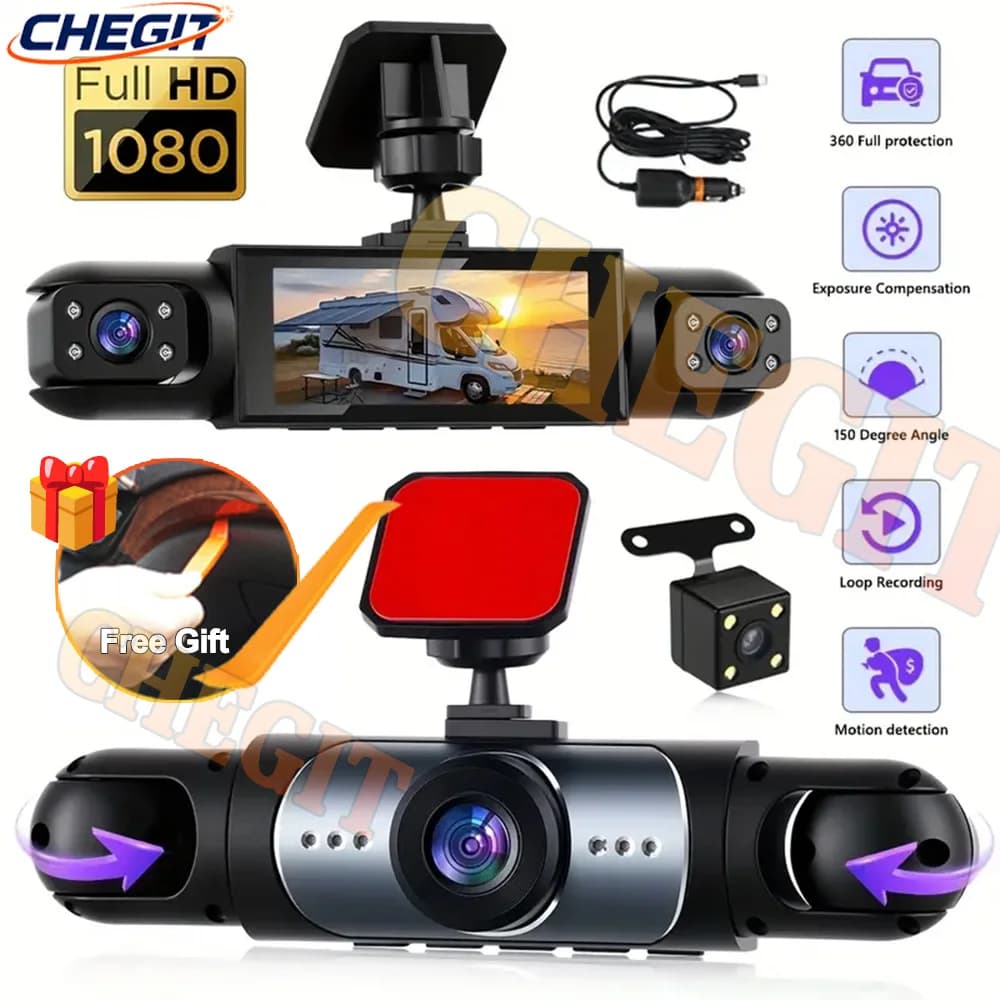 DVR Video Recorder for Car 4 Goals 360 Degree 1080P Dash Cam 3/4 Front Left Channel Optional Reverse Camera Car Accessories