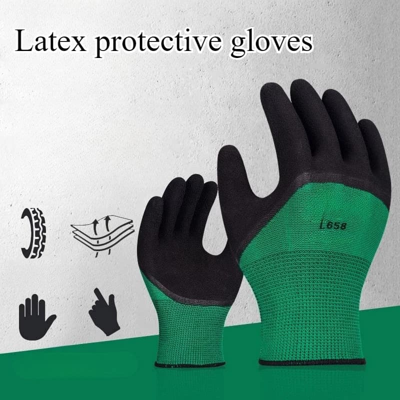 12 Paia di Guanti da Lavoro Protettivi Antiscivolo Resistenti all'Usura in Lattice Traspirante, Regalo per Papà, Idea Regalo di Compleanno