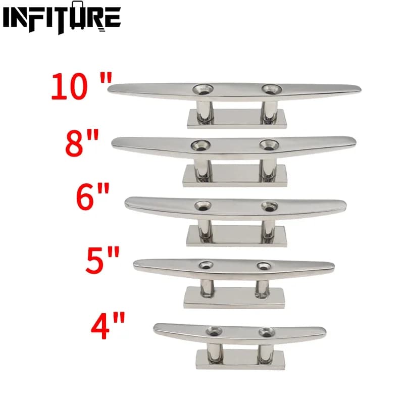 4/5/6/8/10 Inch Low Flat Cleat 316 Stainless Steel Polished Combo Mooring Cleat For Marine Boat Deck Rope Tie Yacht Accessories