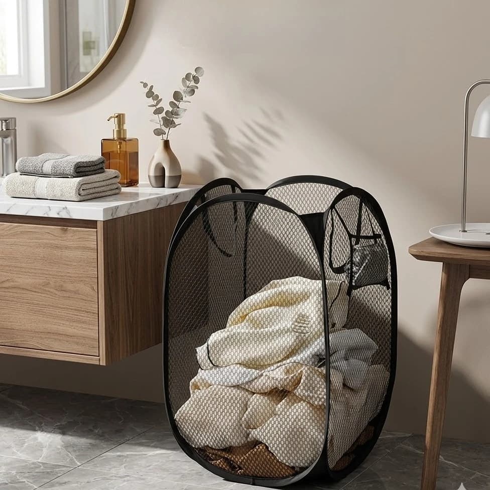 Folding Mesh Laundry Basket Portable Laundry Basket Is Convenient for Washing and Storing Dirty Clothes, Socks and Sundries Toys