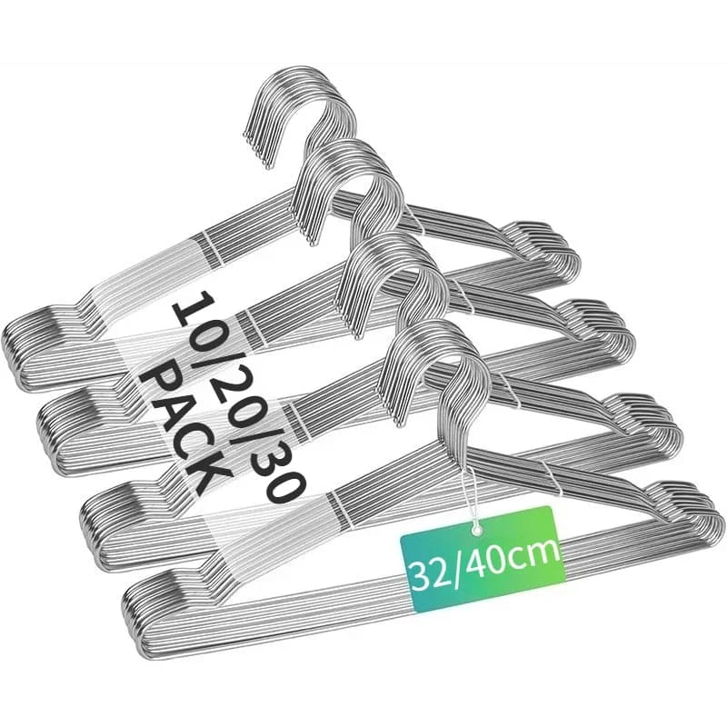 10/20/30PCS Stainless Steel Wire Hangers,Lightweight and Sturdy Hanger for Clothes,Ultra Thin 2.6MM Space Saving Clothing Rack