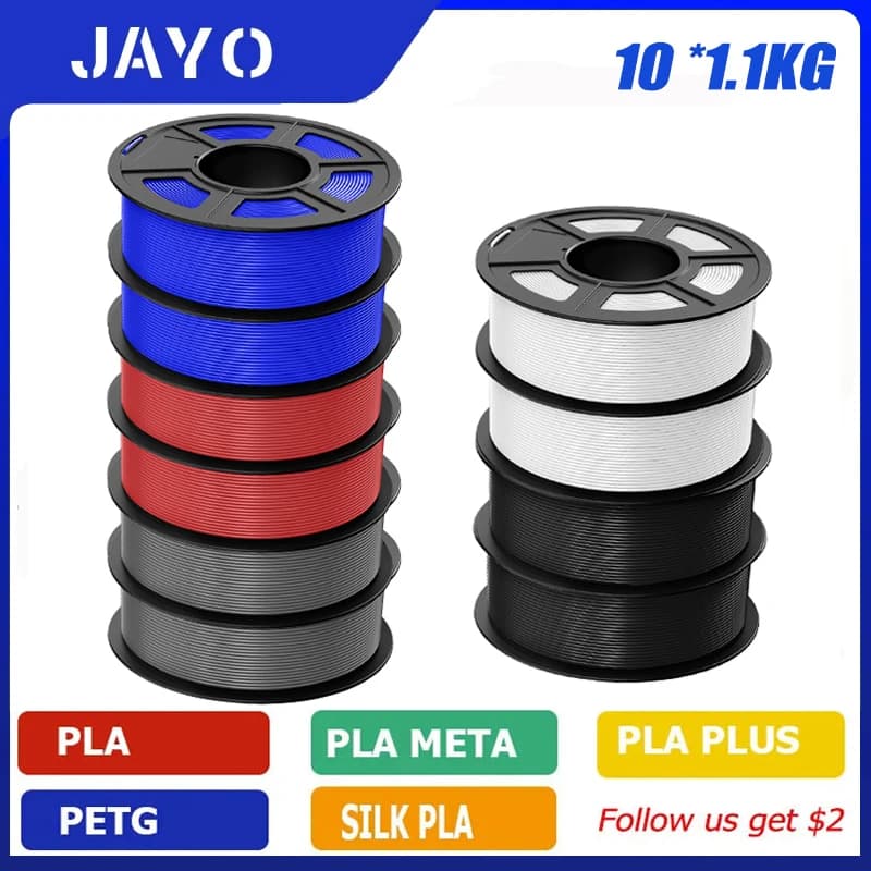 JAYO PLA/SILK/PETG/PLAMETA/TPU/ABS/PLA+2.0 10 filament rolls 3D 1.75 mm High quantity 3D Printing Filament for FDM 3D Printer