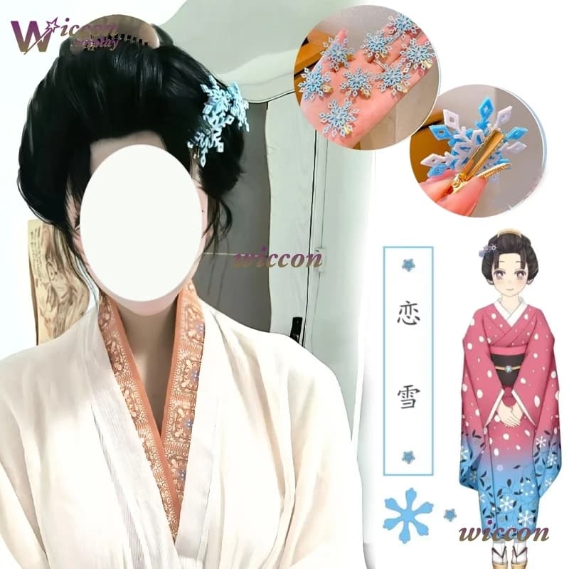 Hakuji Wife Halloween Koyuki Cosplay Decors Snowflake Hair Clips Ornaments Koyuki Soyama Women Bars ANime Film Dresses