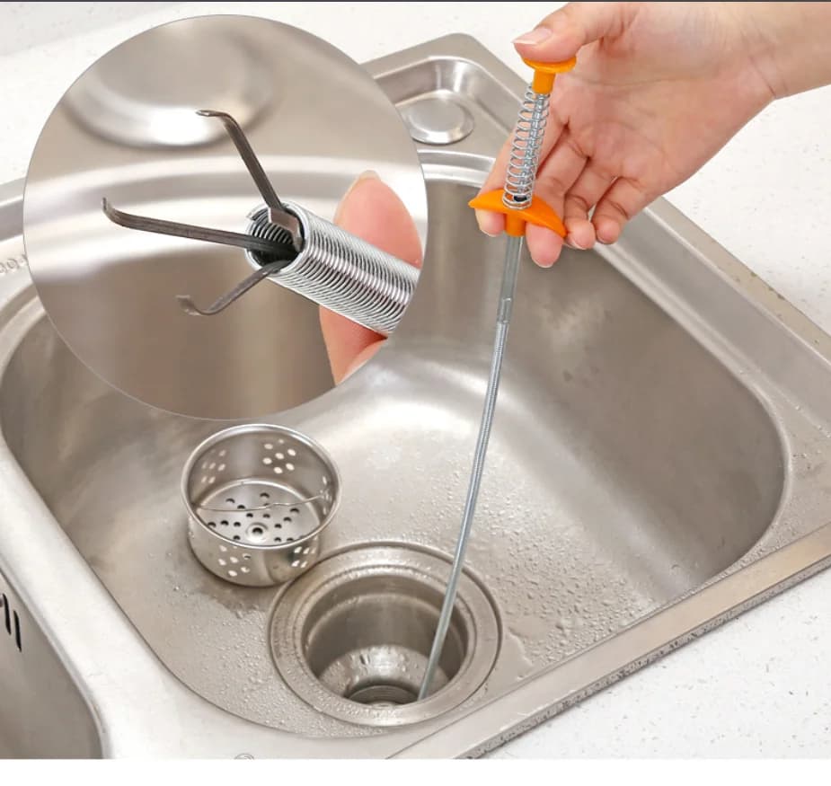 Cavo per la pulizia del tubo a stantuffo da 61.5cm strumenti per la pulizia della cucina sifone per draga per lavello spazzola per capelli detergente strumento per lavello Unblocker