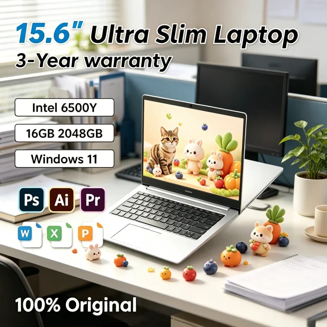 2026 Resplendent Petite Laptop 15.6 Intel 6500Y 32GB RAM 2TB SSD 5000mAh Windows 11 Tastiera Retroilluminata Impronta Digitale per Regal
