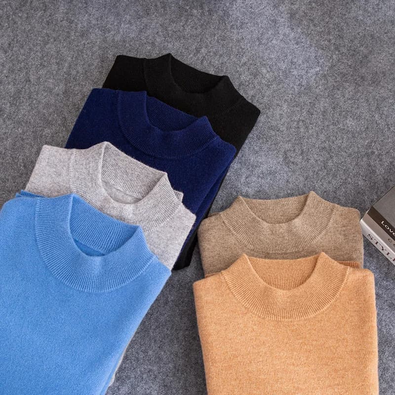 Autunno inverno uomo maglione di lana prima linea Pullover pronto da indossare mezzo dolcevita manica lunga maglione Casual camicia in maglia di pura lana