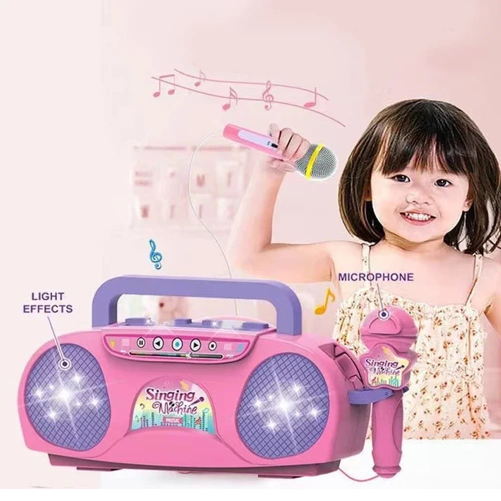 Microfono per bambini Macchina per karaoke Strumento musicale Giocattoli con luce Giocattolo educativo da viaggio per interni ed esterni Regalo per bambini