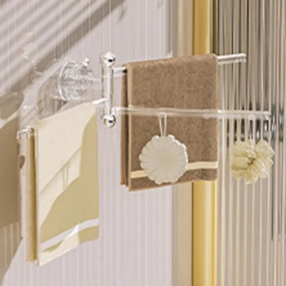 180 ° Portasciugamani Girevole a Ventosa da Parete, Asta Multipla per Asciugamani da Bagno, 3 Barre Portasciugamani, Appendiabiti Pieghevole, Porta Strofinacci