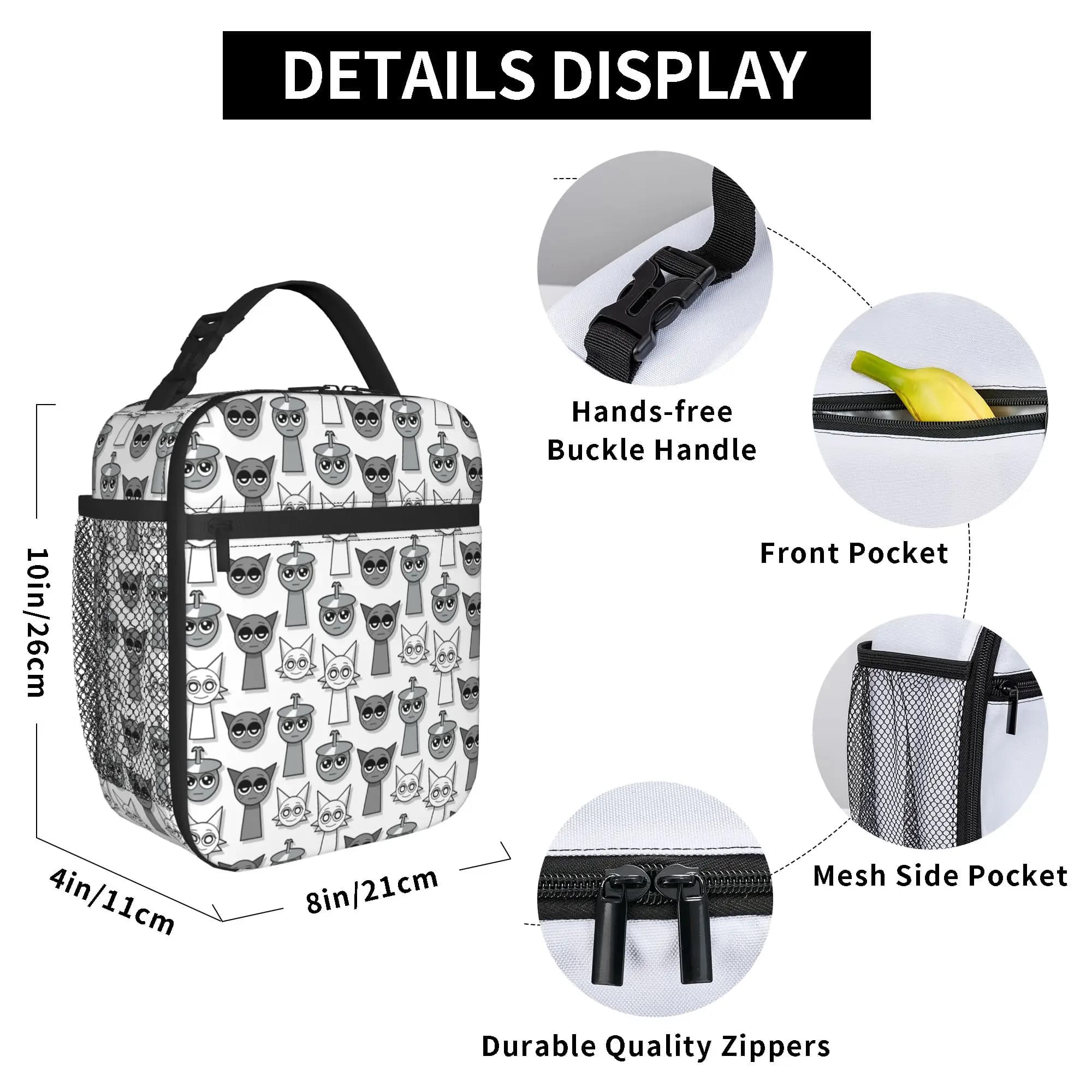 Cartoon Sprunkis Game Thermal Insulated Lunch Bag for Travel Portable Food Bag Container Cooler Thermal Lunch Boxes