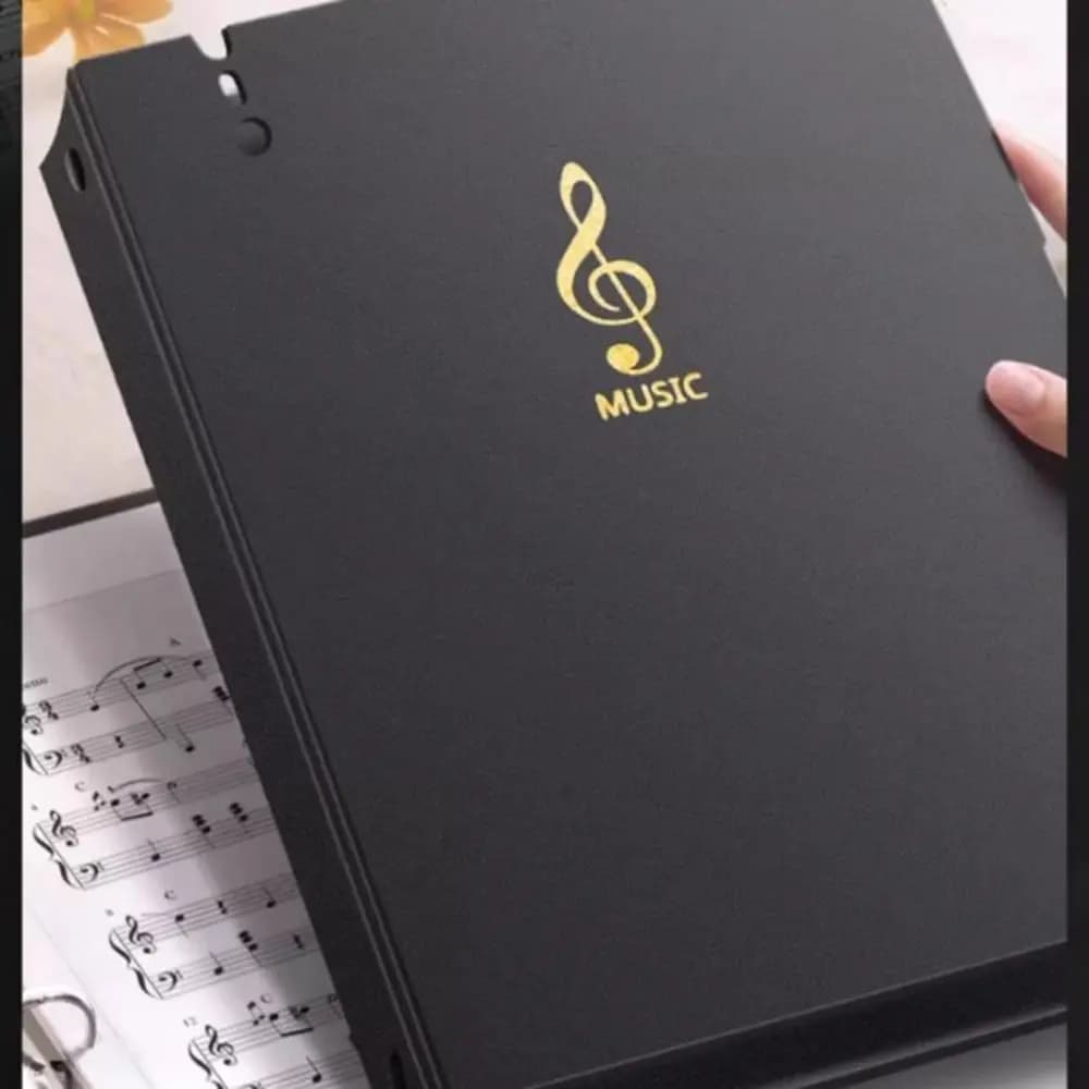 Cartella per Spartiti Musicali A4 a Spirale, Organizzatore Documenti Impermeabile con Indice, Porta Spartiti per Pianoforte con Anelli e Fibbia